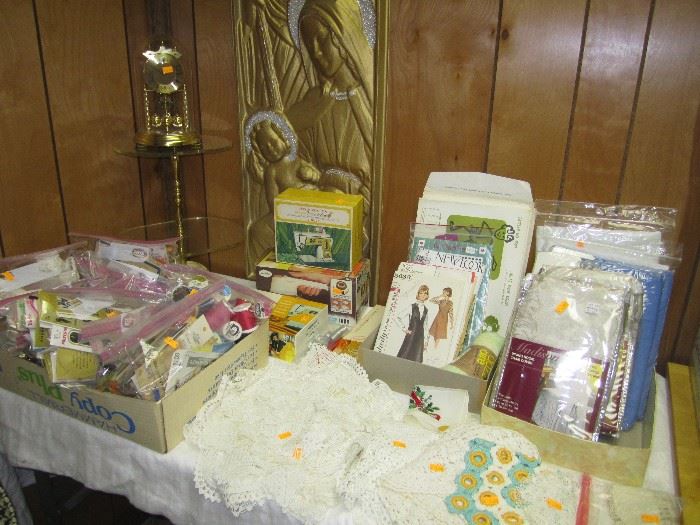Lots of sewing supplies and vintage patterns