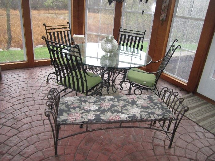 Wrought Iron table and bench
