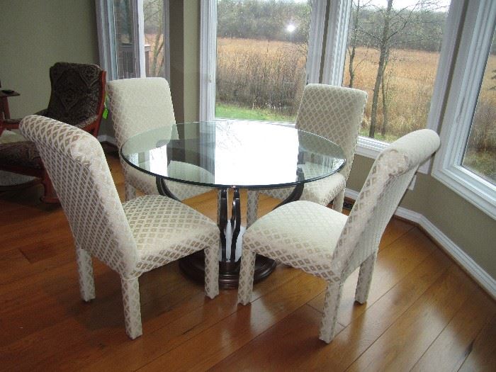 Parsons chairs and glass top table