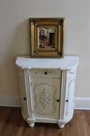 Painted cabinet and art