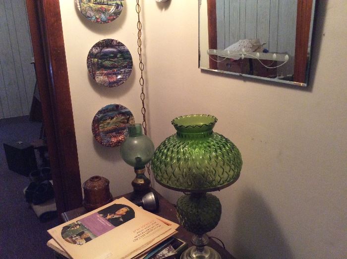 Some of many antique and vintage lamps