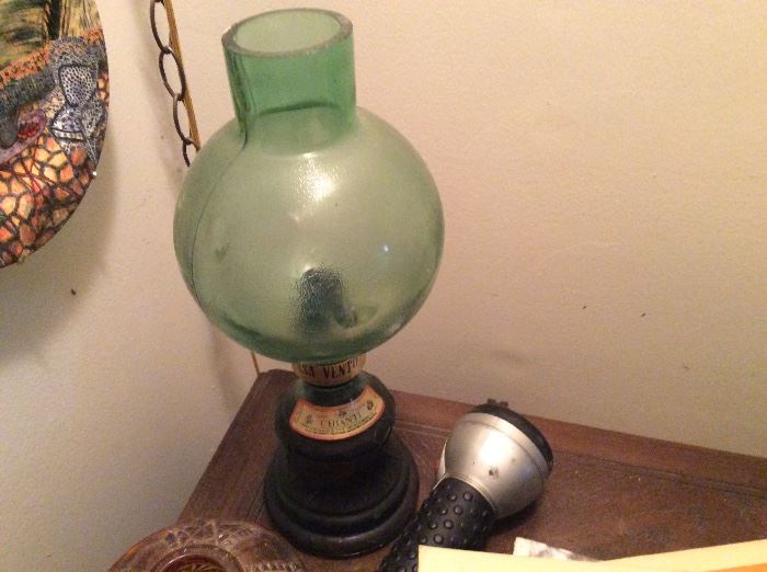 Great kerosene lamp that was made out of an antique Chanti bottle