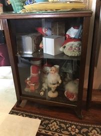 Small China Cabinet & Vintage Santas