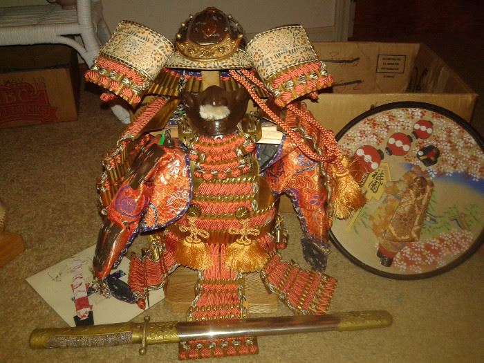 1940's samauri doll with complete costume and sword