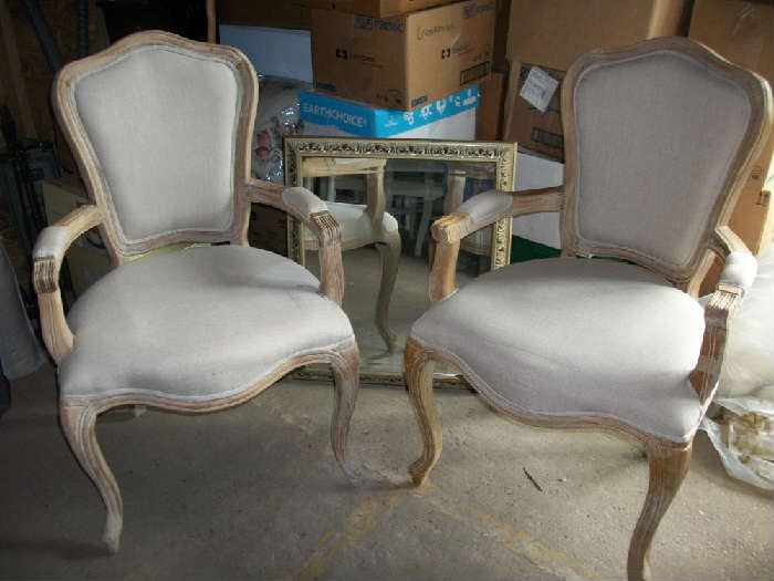 Matching Queen Anne Chairs, whitewashed