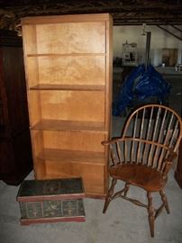 Bookcase, Trunk, Windsor Chair