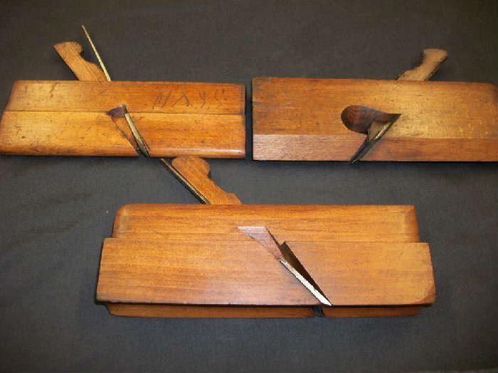 3 Great old molding planes, 2 signed