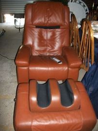 Leather Massage Chair and Ottoman