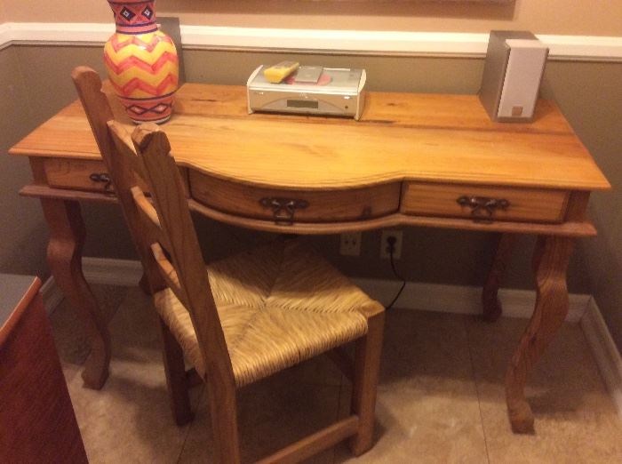 Mexican style wood desk with chair