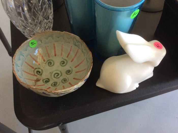 Decor, pottery, stone bunny