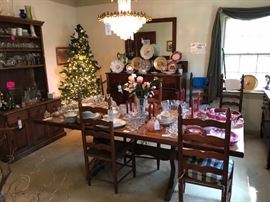 Dining room complete with the tree decked with glass punch cups!