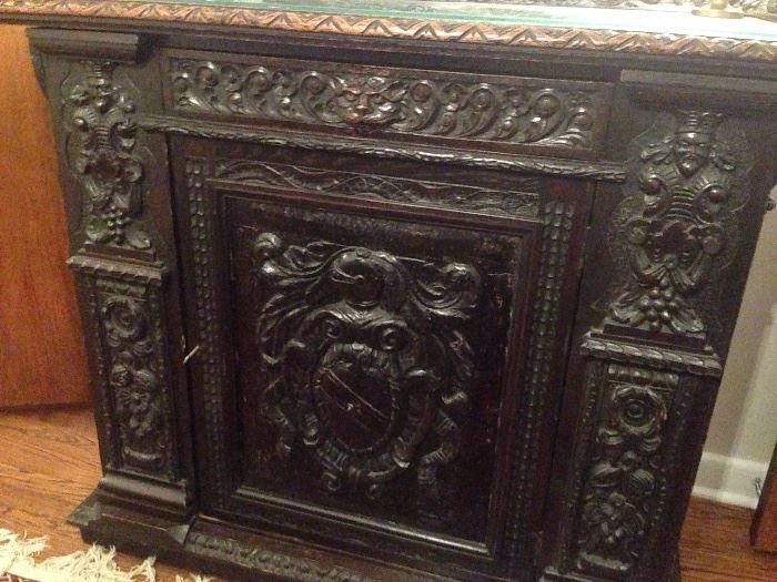 Front of Antique Ornate Carved Chest