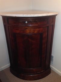 Antique Marble Top Corner Cabinet
