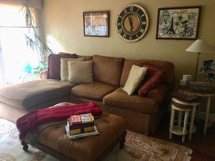 Another sofa with leather ottoman & nesting tables 