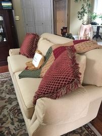 Thomasville sofa, Pillows, blankets & linens 