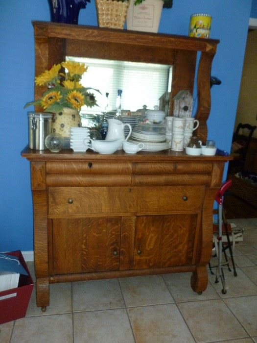 Nice Antique Sideboard w/Mirrored Back