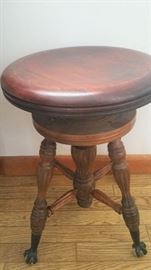 Antique Piano Stool with glass ball feet 