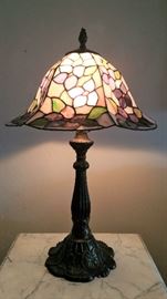 Medium size stained glass tiffany style lamp lavendar  purple  