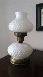 Milk glass lamp with shade