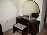 Vanity circa 50's retro styling part of 4 piece bedroom set with mirror and bench
