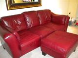 Leather sofa with ottoman
