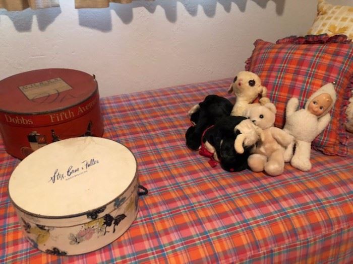 Twin Bed, Vintage Toys & Hat Boxes