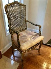 Silvered/Antiqued Bamboo Cane Back Dining Chairs