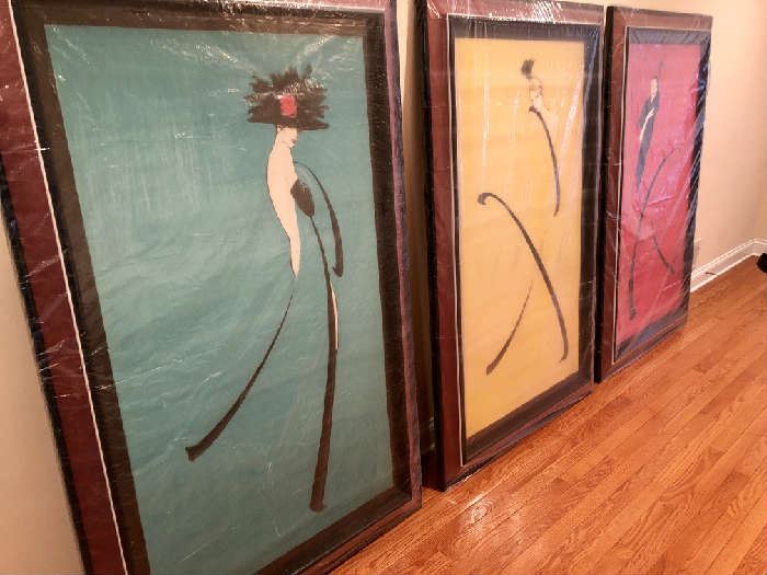 Signed/Stamped/Numbered/Framed Lithograph Series (3) "Les Girls" by Rene Gruau c. 1988...  Please Note...  One is an Artist's Proof!