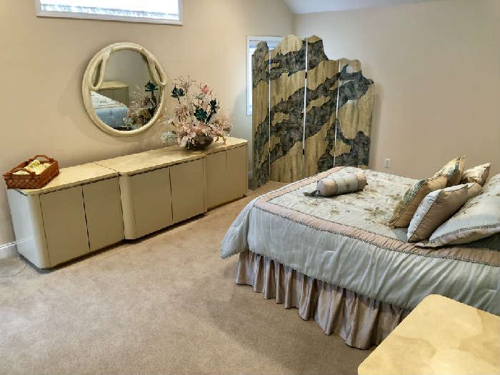 Clean & Contemporary Modern Master Bedroom...  Night Stands, Triple Dresser & More