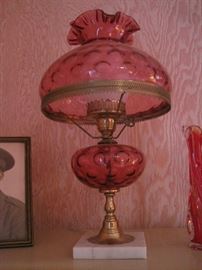 cranberry lamp-looks like Fenton
