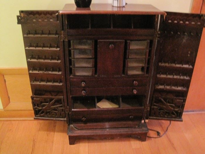 interior of sewing cabinet