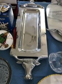 Longhorn Serving Platter- Pewter