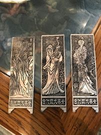 Antique Chinese Silver Bar Panels