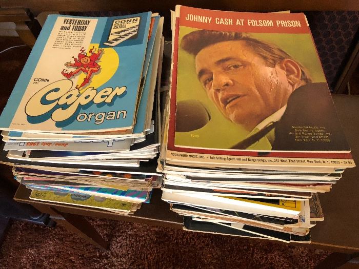 Lots of sheet music and music books