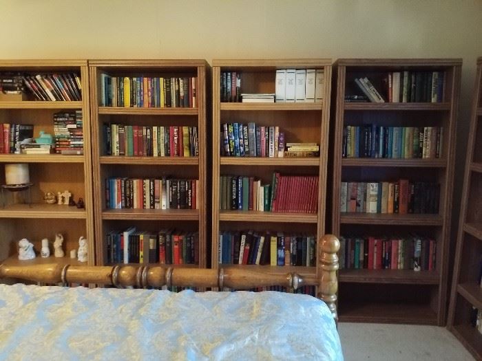 wooden bookshelves
