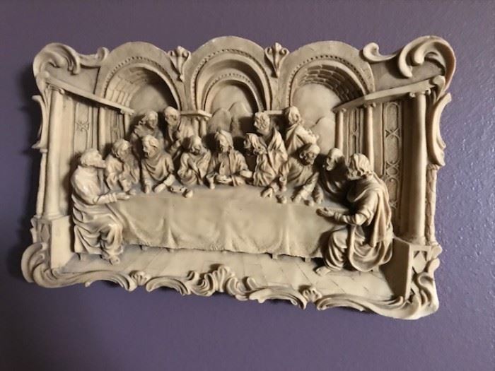 The Last Supper.  Cast plaster.