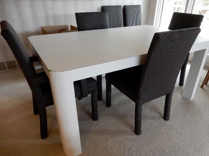 WHAT A GREAT SET UP FOR FAMILY DINING--THIS TABLE AND CHAIRS WITH MATCHING FOLDING CHAIRS.