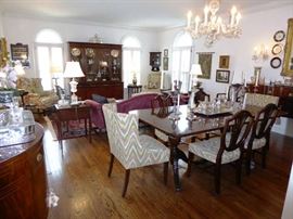 Beautiful Vintage Mahogany Furnishings in Living Room and Dining Room