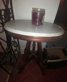 marble top accent table antique