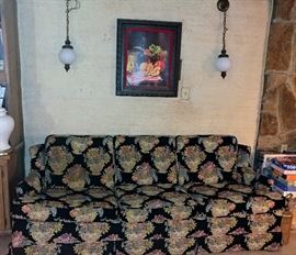 vintage sofa antique swag lights