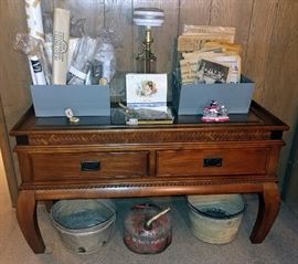 entry table vintage newspapers historical events tin buckers