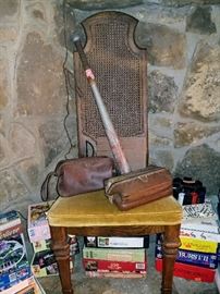 vintage leather medical bags metal bat puzzles board games