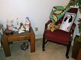 accent chair end table virgin mary and christian figures