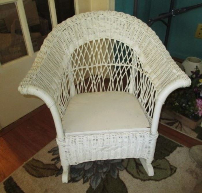 Vintage child's wicker rocking chair