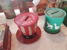 Vintage tin banks