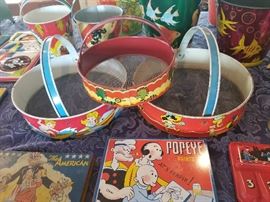 darling vintage tin litho sand sifters and pails