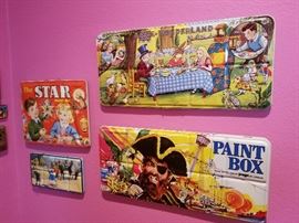 vintage tin paint boxes with wonderful graphics