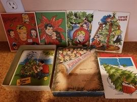 vintage comic book character Christmas Greeting cards in the original box