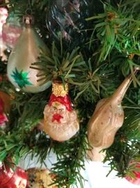 miniature tree with vintage ornaments