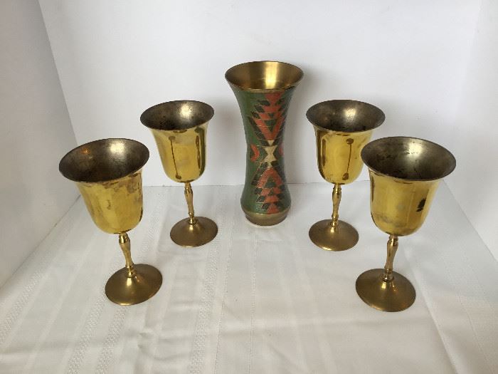 Brass Goblets & Vase https://www.ctbids.com/#!/description/share/16111